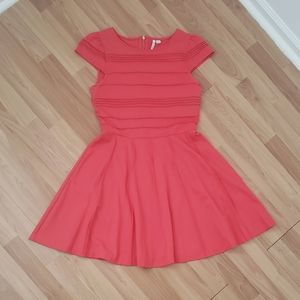 Elle coral fit and flare dress